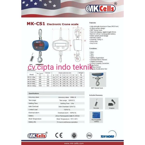 Timbangan Gantung MK CELLS Type MK CS 1
