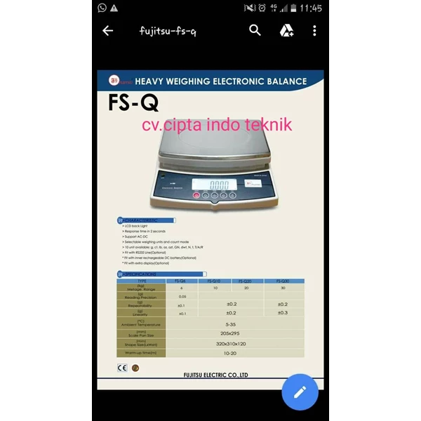 Timbangan Fujitsu FS -Q Precision Balance 