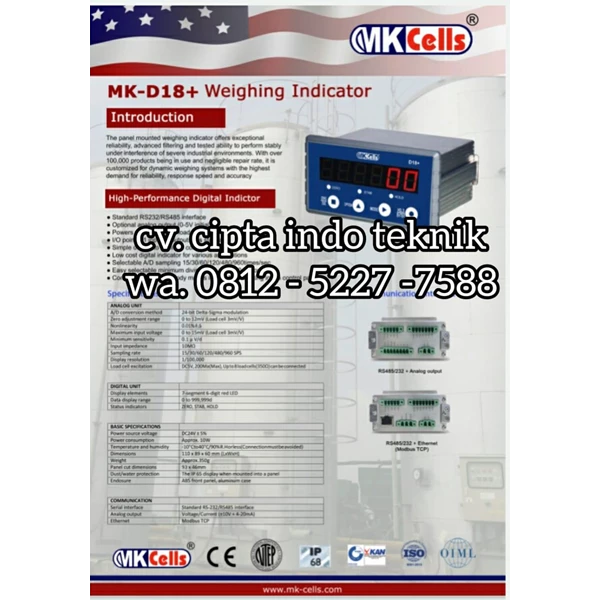 Indikator Timbangan MK Cells MK - D 18 +