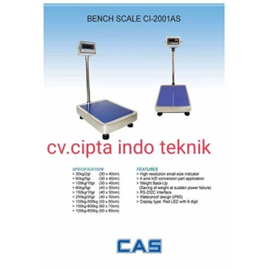 Timbangan Duduk / Bench Scale CAS CI 2001 AS 75 - 150 Kg Size 50 x 60 cm 