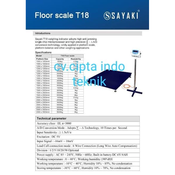 Floor Scale / Timbangan Lantai 3 Ton x 0.5 Kg + Tera Metrologi