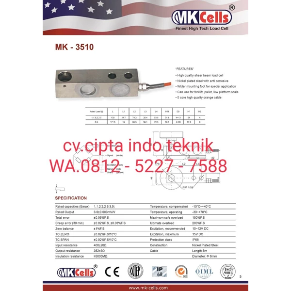 Load Cell MKCells Model MK 3510